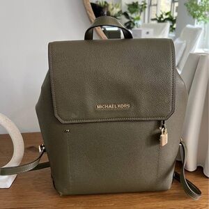 Michael Kors Forest Green Leather Backpack